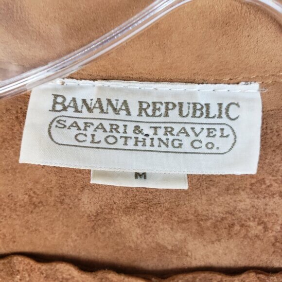 Vintage Banana Republic Safari Leather Suede Shirt Button-Up Casual sz M Unisex - Picture 4 of 11